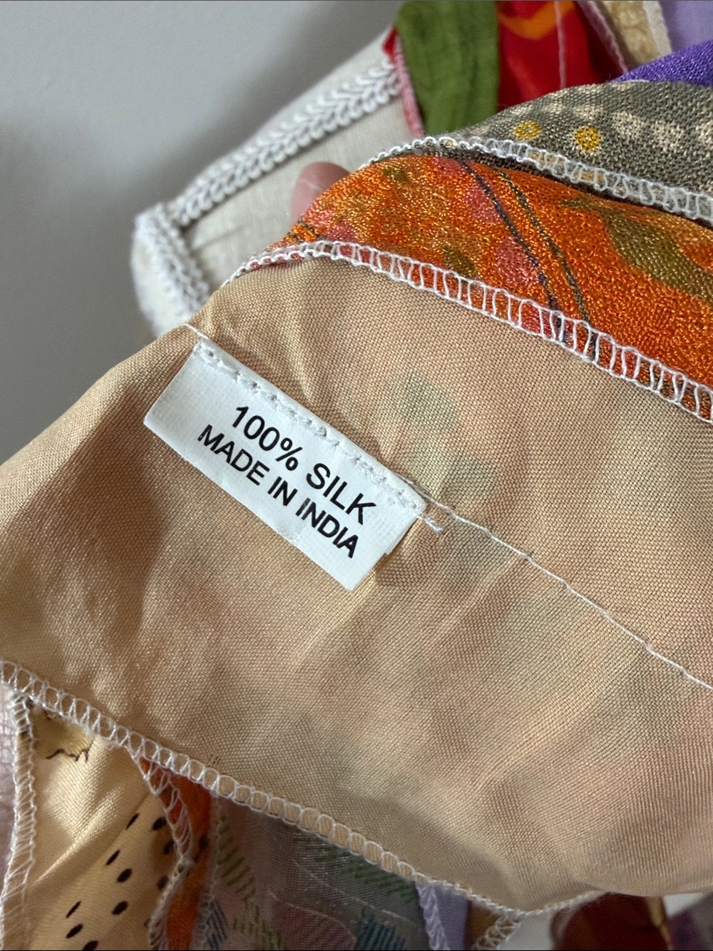 Silk Scarf Made in India from Silk Sari Fabric Multi-Color Women's Scarf - Picture 9 of 9